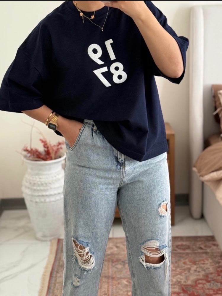 تیشرت باکسی قلبی نخ پنبه‌ای